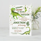 Invitation Fête préhistorique Dino T-Rex (Debout devant)