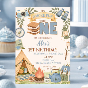 Invitation Fête Premier Anniversaire Bleu Smore Fun to be One