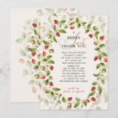 INVITATION FÊTE PRÉNATAL BÉBÉ FRAISE SAUVAGE (Devant / Derrière)