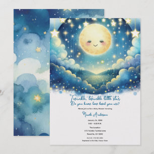 Invitation Fête Prénatale à l'aquarelle "Twinkle Little Star"