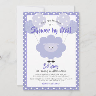 Invitation Fête Prénatale Agneau Violet Genre Neutre Mignon K