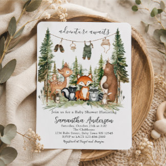 Invitation Fête Prénatale Animaux de la Forêt