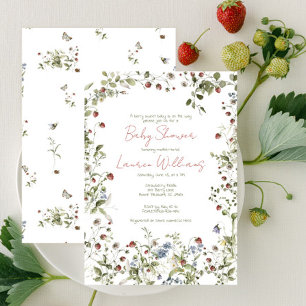 Invitation Fête Prénatale Aquarelle Fleur Sauvage Sucrée aux 
