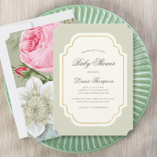 Invitation Fête Prénatale aux Fleurs de Style Vintage Françai