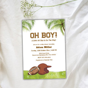 Invitation Fête prénatale Baby Shower Football Star sous les