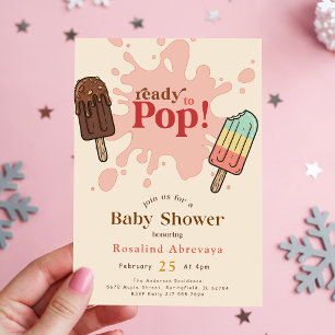 Invitation Fête Prénatale Baby Shower Rocket Pop Été Aquarell