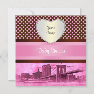 Invitation Fête Prénatale Bébé 3H Bateau Pont de Brooklyn Hor