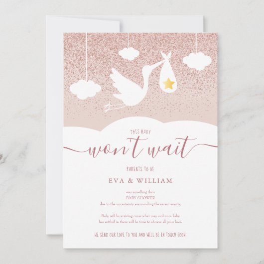 Invitation Fête Prénatale Bébé, Annulation de la Fête de la G (Devant)