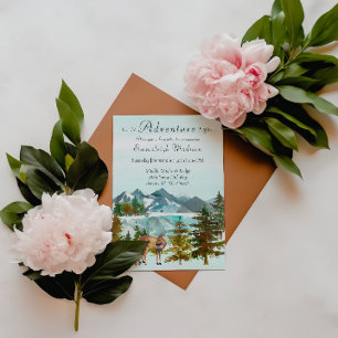 Invitation Fête Prénatale Bébé Cerf Aventure Rustique en Forê