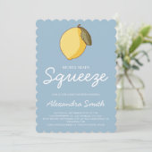 Invitation Fête Prénatale Bébé Citron Bleu Jaune Main Squeeze (Debout devant)
