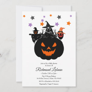 Invitation Fête Prénatale Bébé Citrouille Sorcières d'Hallowe