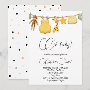 Invitation Fête prénatale bébé classique genre neutre et poin