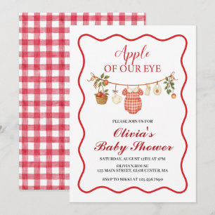 Invitation Fête prénatale Bébé Coquette Apple Ruban Rose