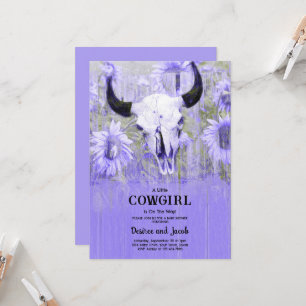 Invitation Fête Prénatale Bébé Cowgirl Violet Floral Western