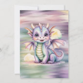 Invitation Fête Prénatale Bébé Dragon Fantasy Pastel (Dos)