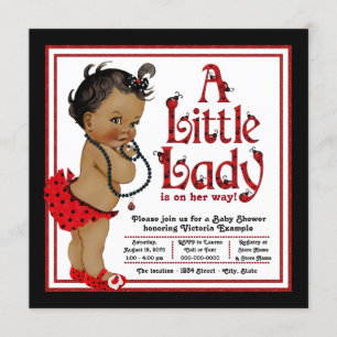 Invitation Fête Prénatale Bébé Fille Afro-Américaine Coccinel