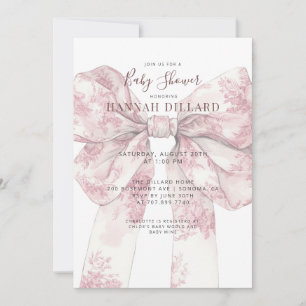 Invitation Fête Prénatale Bébé Fille Arc-en-Ciel Rose Toile d