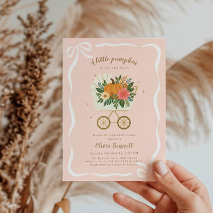 Invitation Fête Prénatale Bébé Fille Chariot Rose Petite Citr