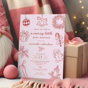 Invitation Fête prénatale bébé fille rose fantaisiste joyeuse
