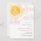 Invitation Fête Prénatale Bébé Fille Thème Soleil Code QR Tou (Devant)