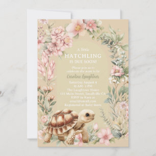 Invitation Fête Prénatale Bébé Fille Tortue Terrestre