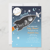 Invitation Fête Prénatale Bébé Fusée Décollage Spatial (Devant)