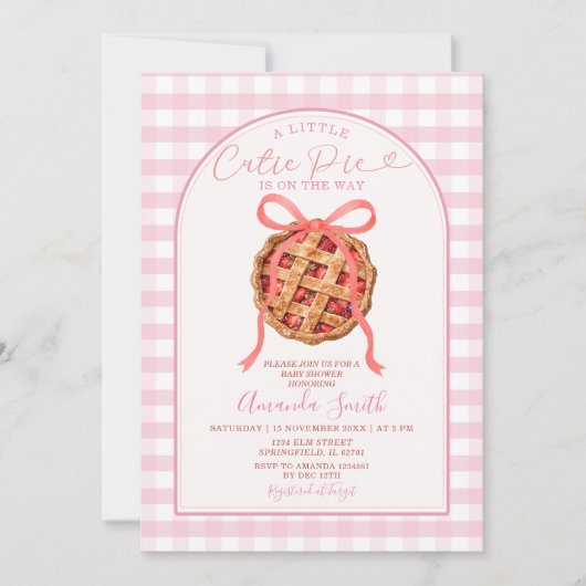 Invitation Fête Prénatale Bébé Gâteau aux Fraises Arrive (Devant)