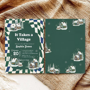 Invitation Fête prénatale bébé "Il faut tout un village" à ca