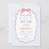 Invitation Fête Prénatale Bébé Rouge Blanc et Impayable (Devant)