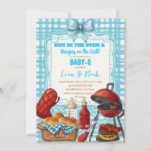 Invitation Fête Prénatale Bun in the Oven & Burgers on the Gr