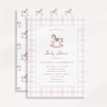 Fête Prénatale Cheval à Bascule Rose Élégant