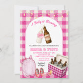 Invitation Fête Prénatale CoMixte Bébé Gingham Rose Brasse de (Devant)