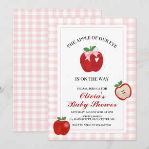 Invitation Fête prénatale Coquette Bébé Fille Ruban Rose Pomm