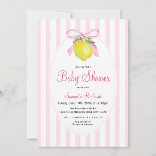 Invitation Fête prénatale Coquette Lemon Pink