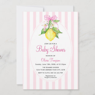 Invitation Fête prénatale Coquette Lemon Pink Bébé Fille