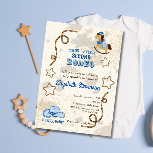 Invitation Fête prénatale Cowboy Rodeo Howdy pour le deuxième