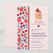 Invitation Fête prénatale Cupcake 007 Patch de Baie Rouge Béb (Devant / Derrière)