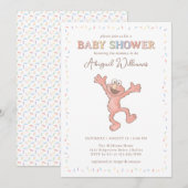 Invitation Fête Prénatale de Bébé Confetti Elmo Rue Sésame (Devant / Derrière)