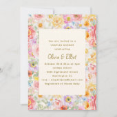 Invitation Fête Prénatale de Bébé Couples Mignons Fleurs Aqua (Devant)