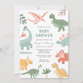 Invitation Fête Prénatale de Bébé Dinosaure (Devant)