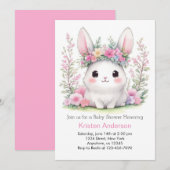 Invitation Fête Prénatale de Bébé Fille Bunny Love (Devant / Derrière)
