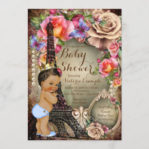 Invitation Fête Prénatale de Bébé Prince Ethnique Vintage Par
