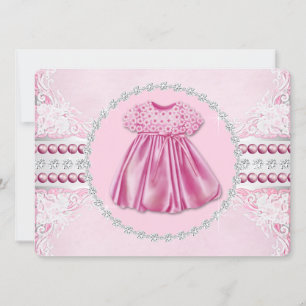 Invitation Fête Prénatale de Diamants Roses et Perles Jolies