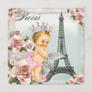 Invitation Fête Prénatale de la Princesse Blonde Vintage Pari