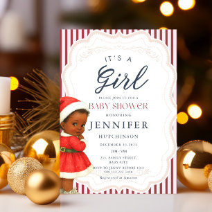 Invitation Fête prénatale de Noël pour bébé afro-américain vi