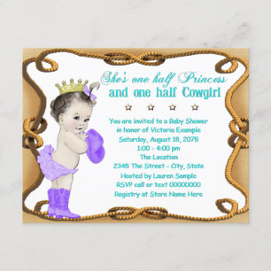 Invitation Fête Prénatale de Princesse Cowgirl Violette et Sa