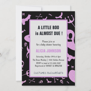 Invitation Fête Prénatale d'Halloween d'Octobre Paillettes Vi