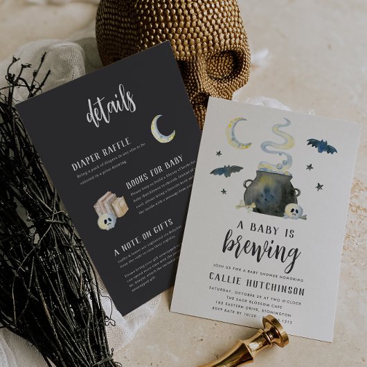 Invitation Fête Prénatale Double Face Halloween pour la Naiss