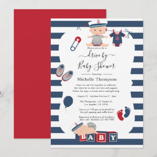 Invitation Fête Prénatale Drive By Baby Shower Thème Marin
