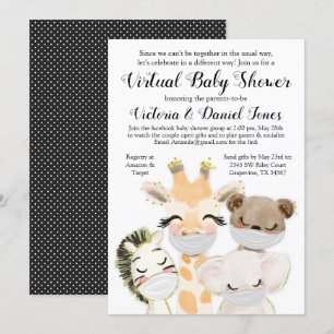 Invitation Fête prénatale Drive By Garçon Bébé Animaux Masque